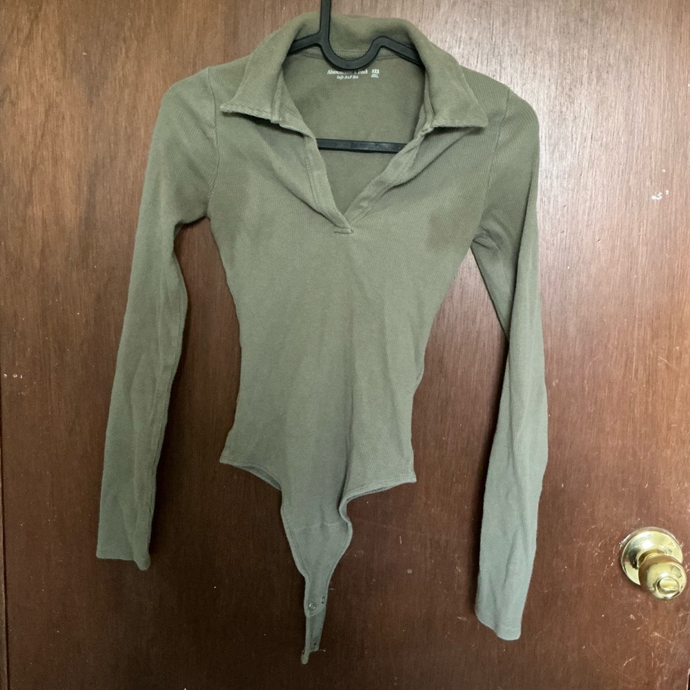 Abercrombie & Fitch Olive Ribbed Stretch Bodysuit One Piece XXS Women